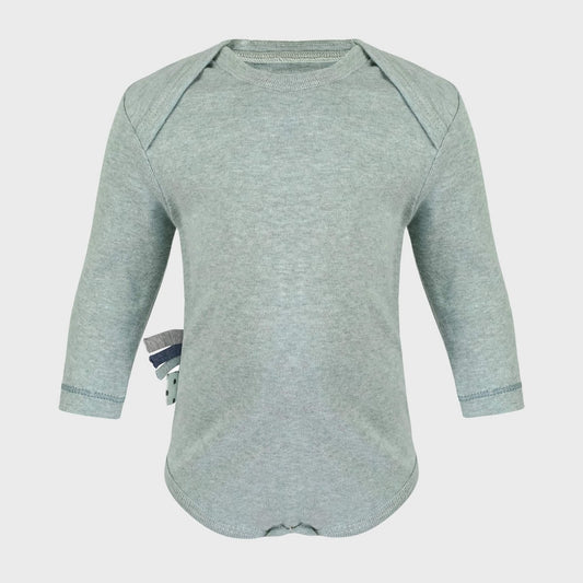 Langarm-Body in Aqua – Bio-Baumwolle