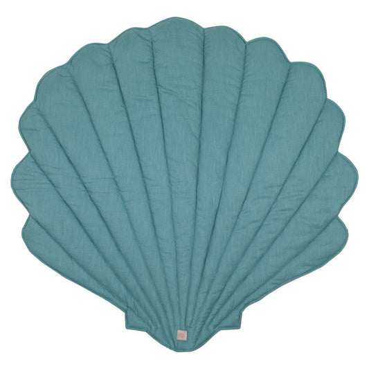 Muschel-Spielmatte „Shell“ in Türkis aus Leinen & Baumwolle von Moi Mili – Meleyna Kids