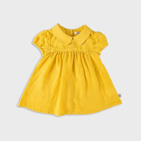 Babykleid „Sol“ aus Bio-Baumwolle & Hanf – Senffarben