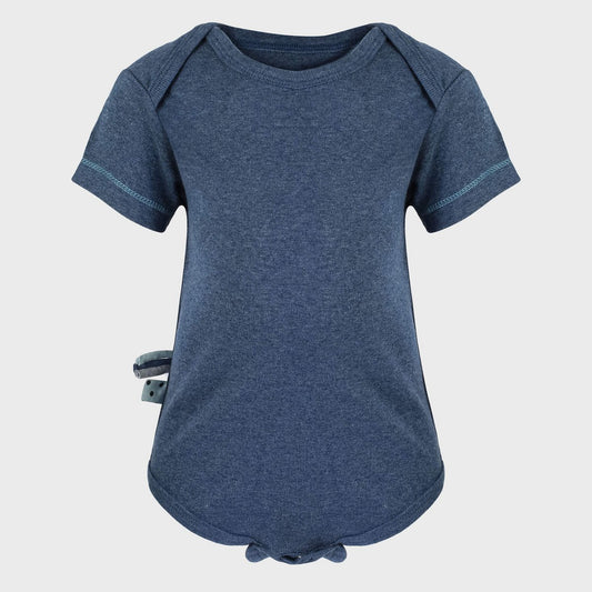 Kurzarmbody „Indigo Melange“ aus Bio-Rippstoff