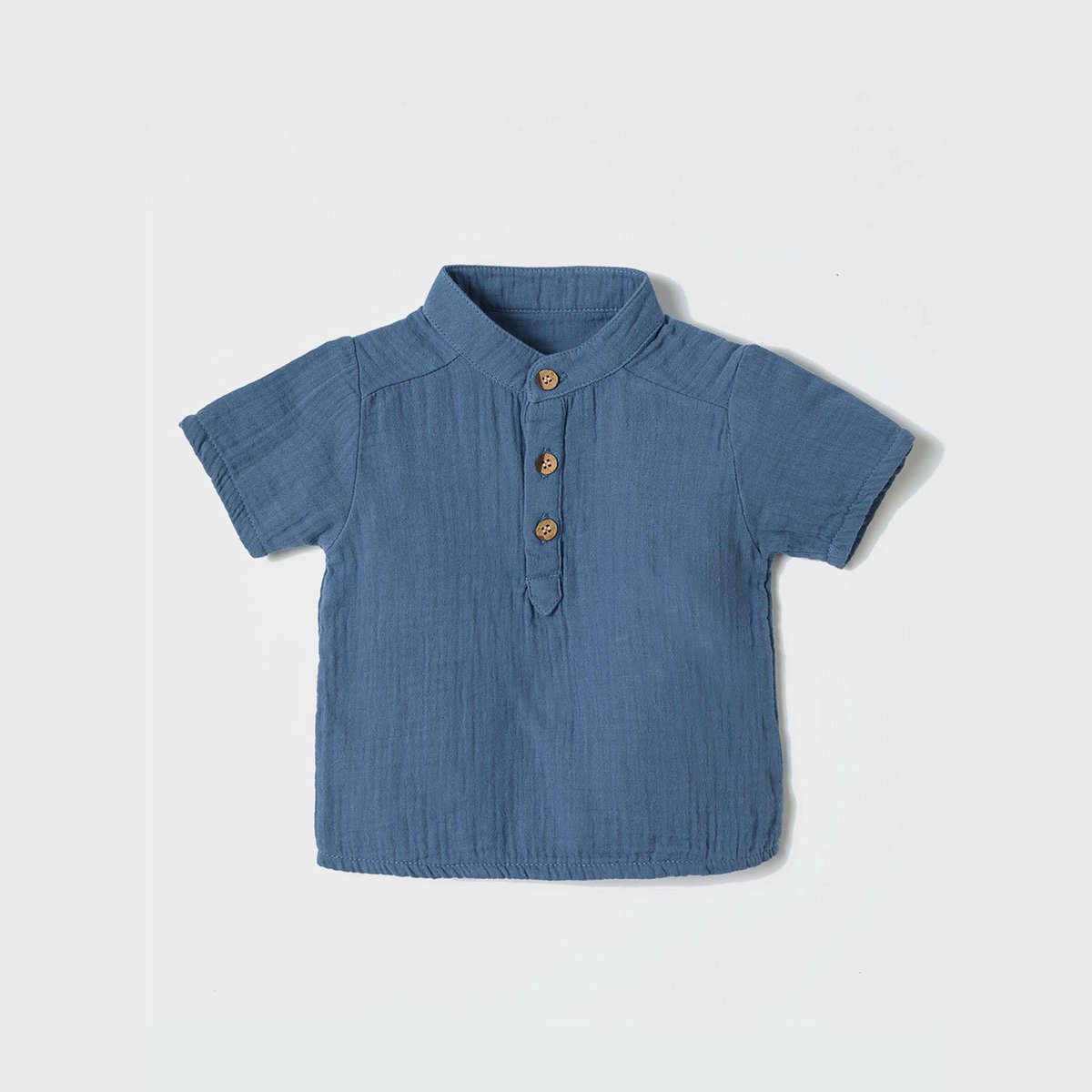 Bio-Musselin-Shirt in Indigo – atmungsaktiv & weich