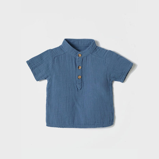 Bio-Musselin-Shirt in Indigo – atmungsaktiv & weich