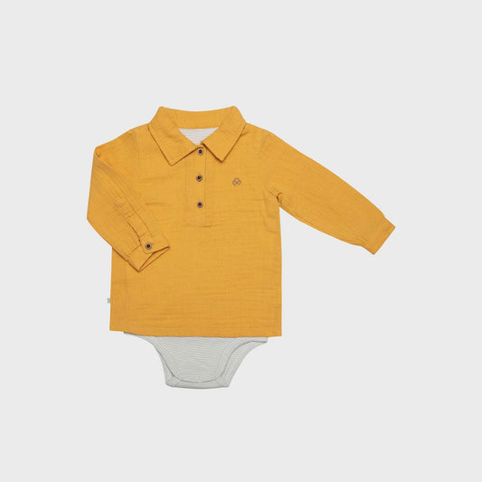 Babybody-Hemd „Senfgelb“ – Musselin trifft auf Komfort