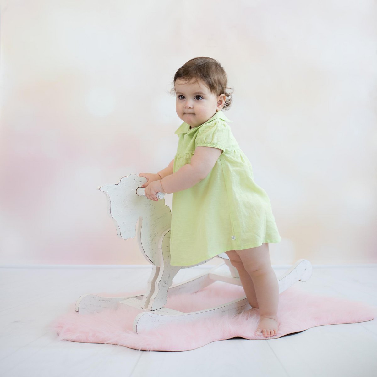 Babykleid „Luna“ aus Bio-Baumwolle & Hanf – Apfelgrün