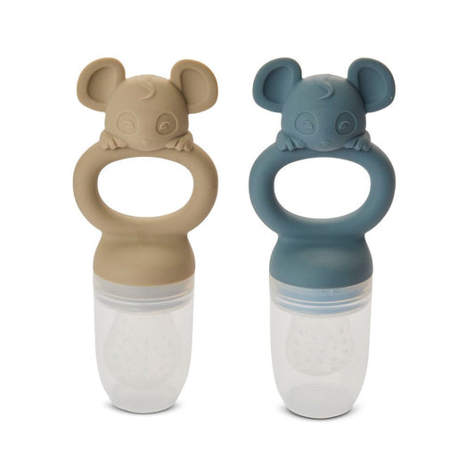 Fruchtschnuller „Mäusefreund“ 2er Pack – Blau/Beige