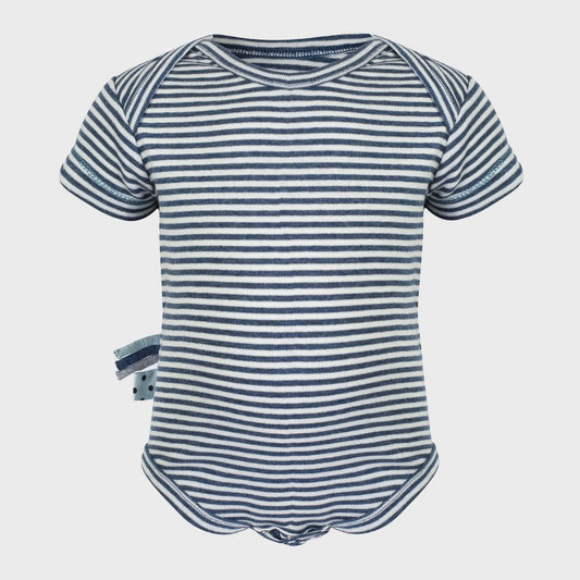 Kurzarmbody „Indigo gestreift“ aus Bio-Rippstoff