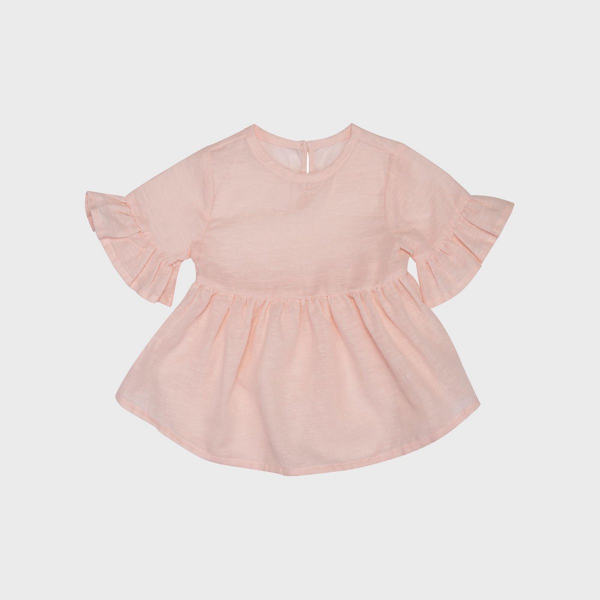 Roséfarbene Babybluse mit Rüschenärmeln aus Bio-Baumwolle & Hanf von OrganicEra