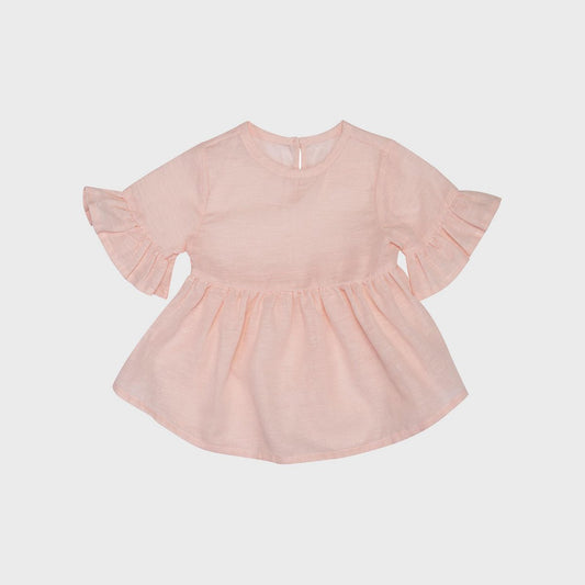 Roséfarbene Babybluse mit Rüschenärmeln aus Bio-Baumwolle & Hanf von OrganicEra