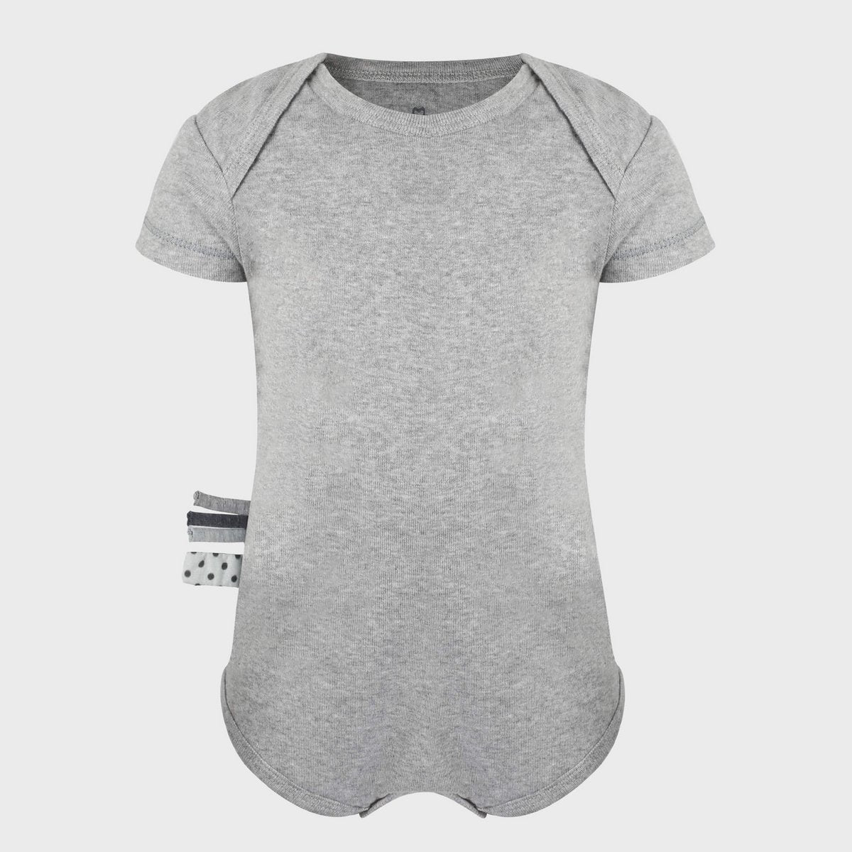 Kurzarmbody „Grau“ aus Bio-Rippstoff