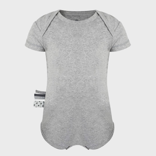 Kurzarmbody „Grau“ aus Bio-Rippstoff