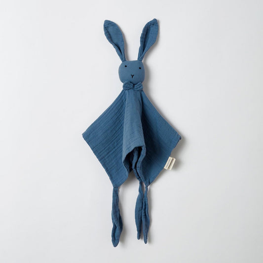 Kuscheltuch Hase aus Bio-Musselin – Indigo