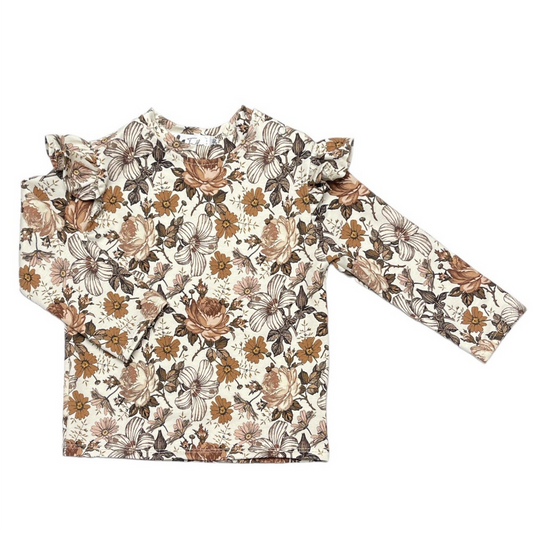 Langarmshirt mit Blumenmuster & Rüschen – GOTS-zertifiziert
