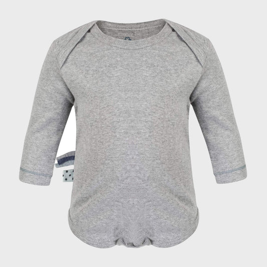Langarm-Body in Grau – Bio-Baumwolle