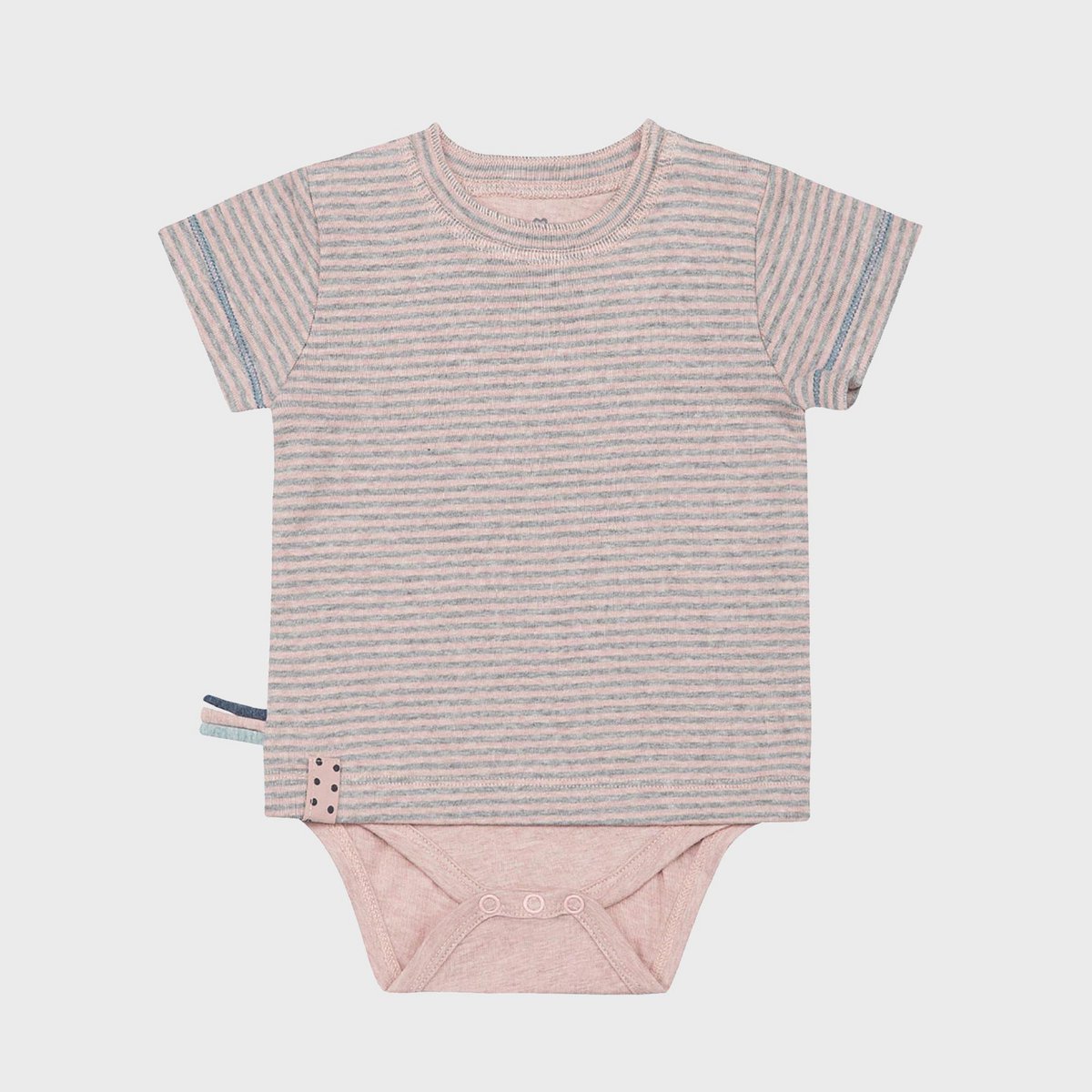 Kurzarm-Body 2-in-1 in Striped Rose – Bio-Baumwolle