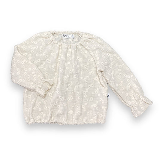 Babybluse aus Bio-Musselin mit zartem Blumenmuster von Feathers®, cremefarben
