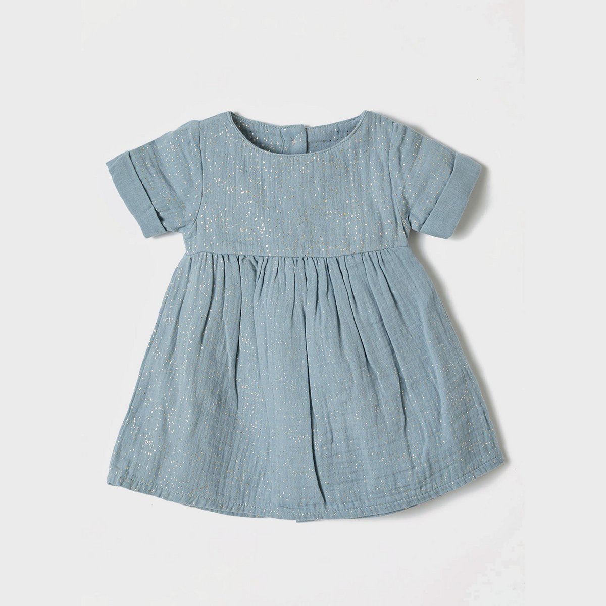 Organic-Kleid in Aqua – Musselin mit Schimmer-Effekt