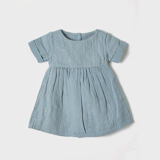 Organic-Kleid in Aqua – Musselin mit Schimmer-Effekt