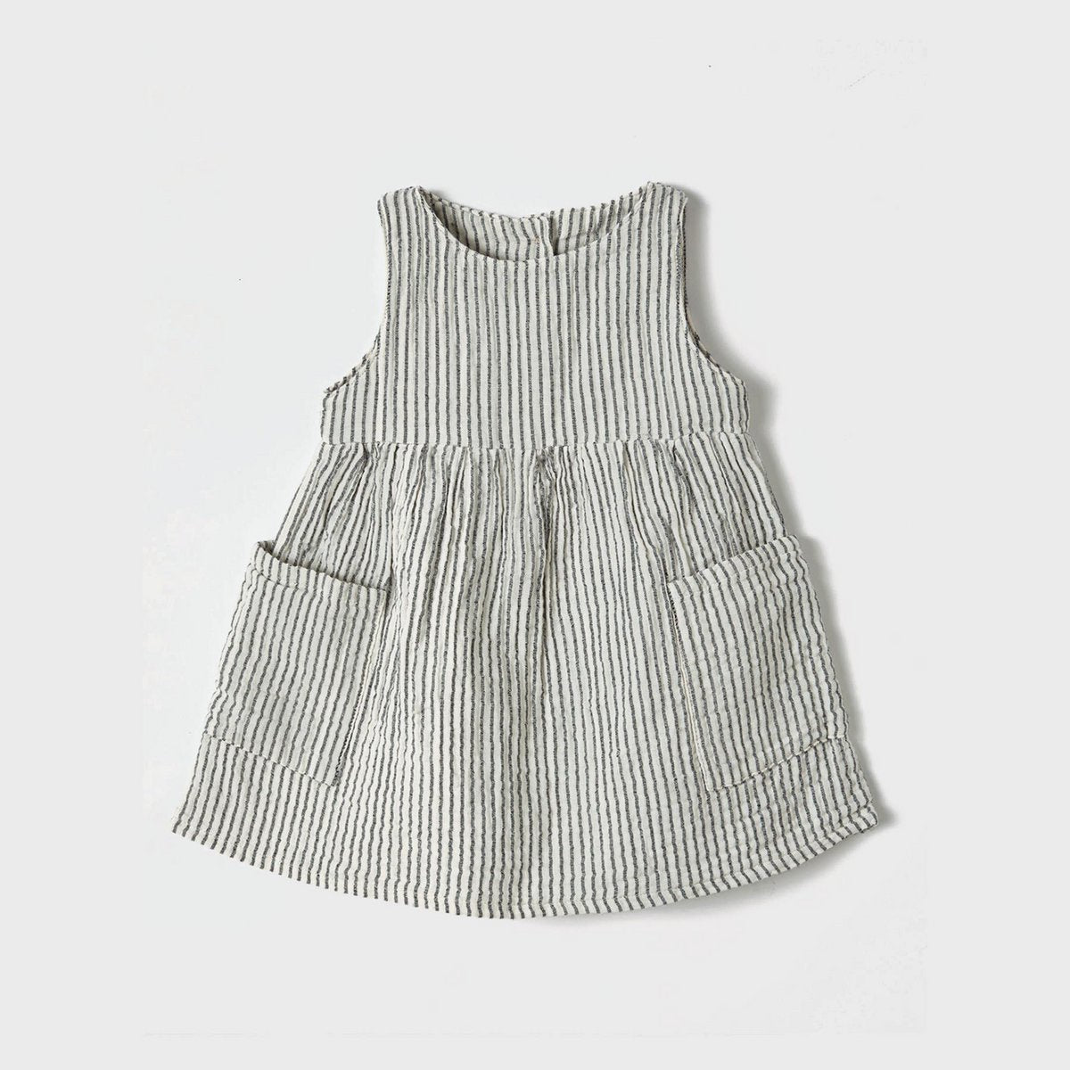 OrganicEra Bio-Kleid mit Taschen in Naturgrau – Vorderansicht