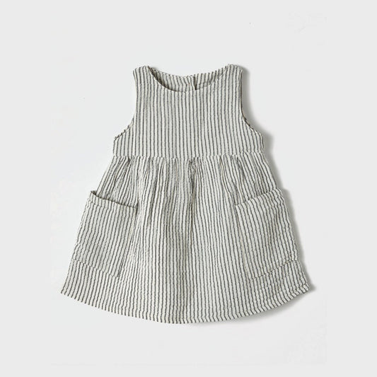 OrganicEra Bio-Kleid mit Taschen in Naturgrau – Vorderansicht
