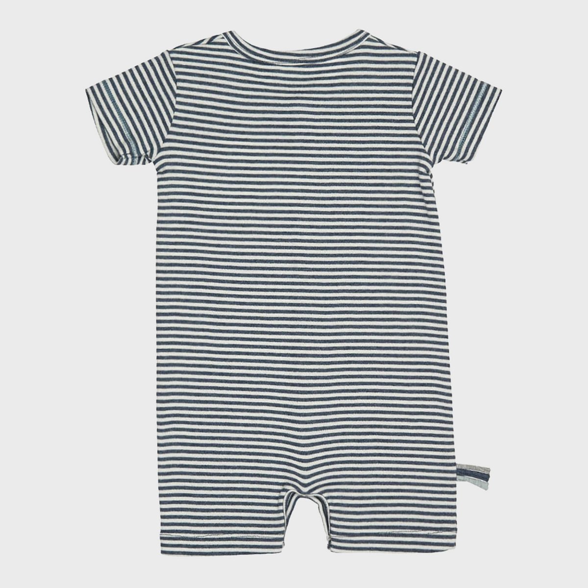 Rückansicht Strampler mit Streifen in Indigo Melange – OrganicEra