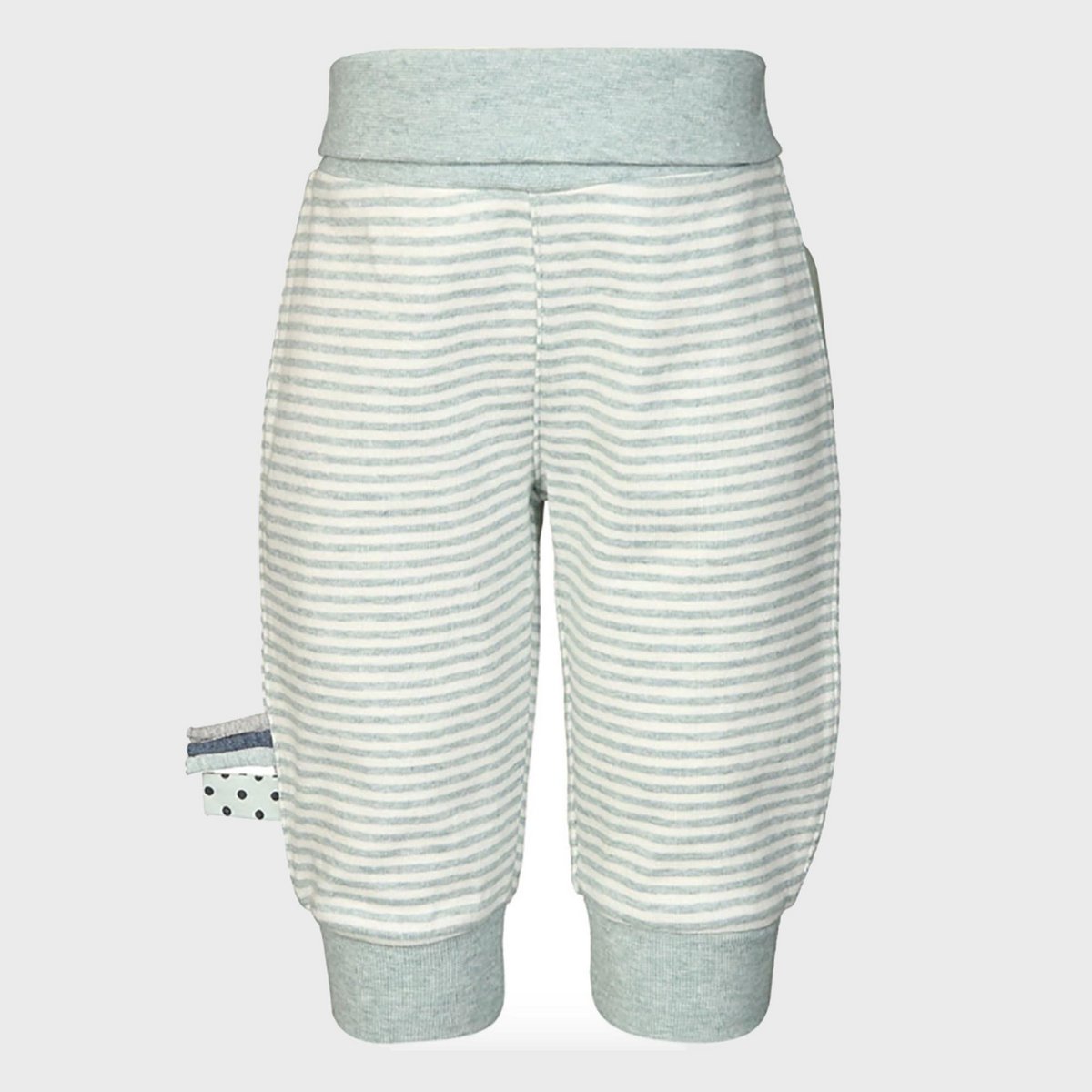 Frontansicht Schlupfhose Baby gestreift Aqua Melange – OrganicEra