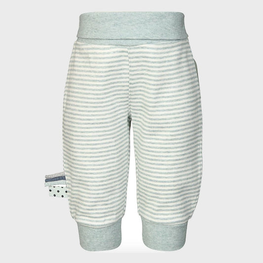 Frontansicht Schlupfhose Baby gestreift Aqua Melange – OrganicEra