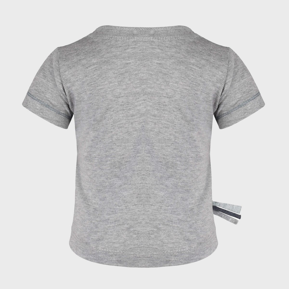 Weiches Bio-T-Shirt für Babys in Melange-Grau - Rückseite – elastisch & bequem