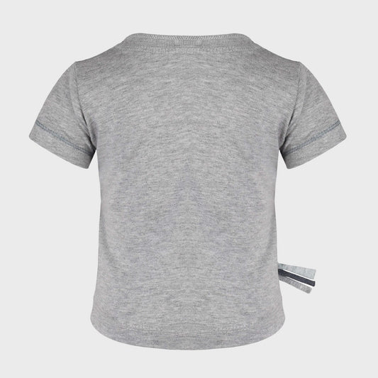 Weiches Bio-T-Shirt für Babys in Melange-Grau - Rückseite – elastisch & bequem