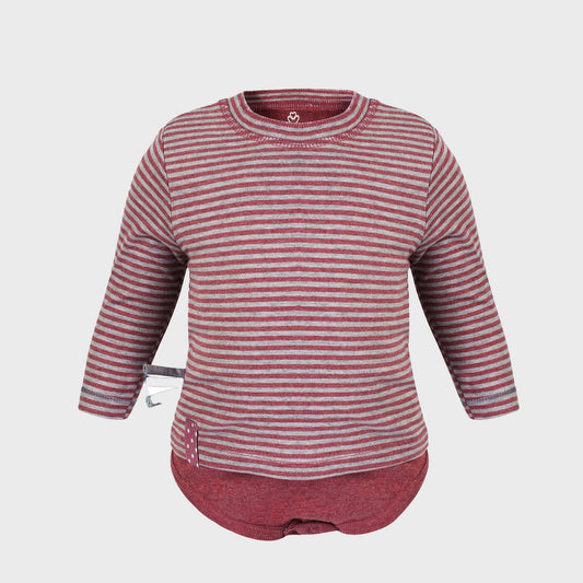 Body „Striped Bordeaux“ mit langen Ärmeln im 2-in-1-Look