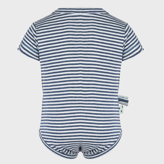 Kurzarmbody „Indigo gestreift“ aus Bio-Rippstoff