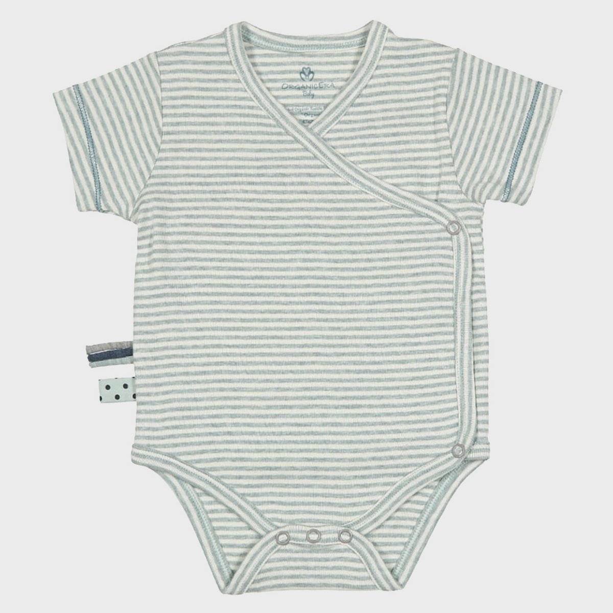 Wickelbody Bio-Baumwolle – Aqua gestreift, weich & elastisch