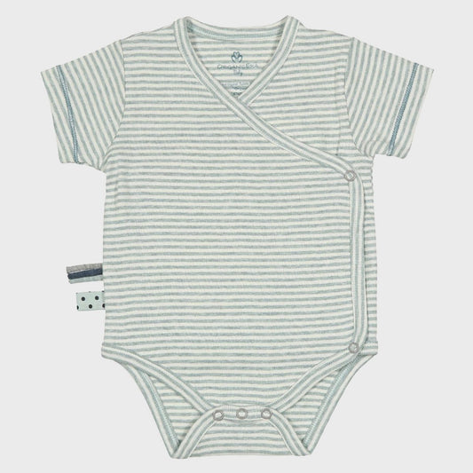 Wickelbody Bio-Baumwolle – Aqua gestreift, weich & elastisch