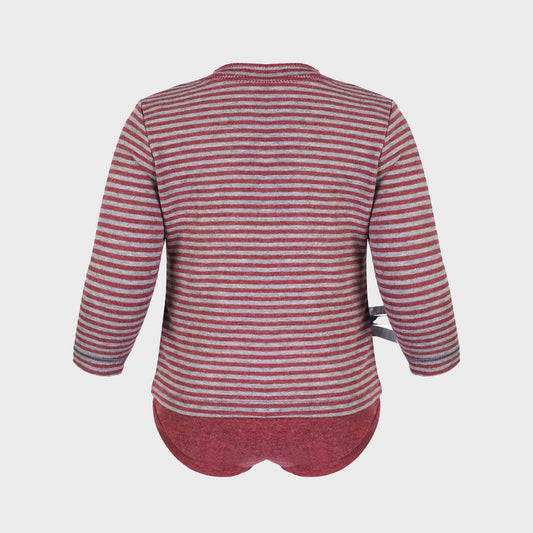 Body „Striped Bordeaux“ mit langen Ärmeln im 2-in-1-Look