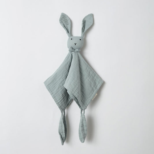 Kuscheltuch Hase aus Bio-Musselin – Aqua