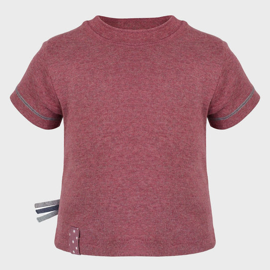 Kinder T-Shirt aus Bio-Baumwolle – Bordeaux, gerippt & weich