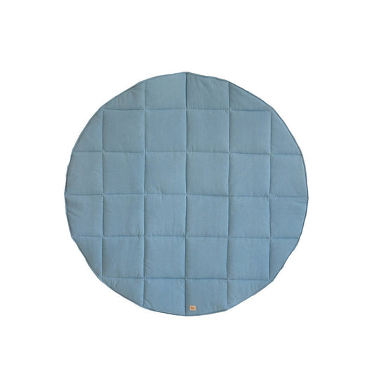 Gesteppte Spielmatte „Dusty Blue“ – Rund & doppelseitig von Moi Mili