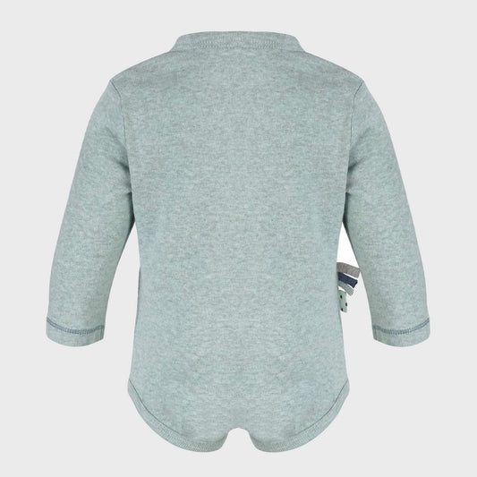 Langarm-Body in Aqua – Bio-Baumwolle
