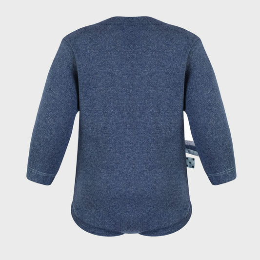 Langarm-Body in Indigo Melange – Bio-Baumwolle