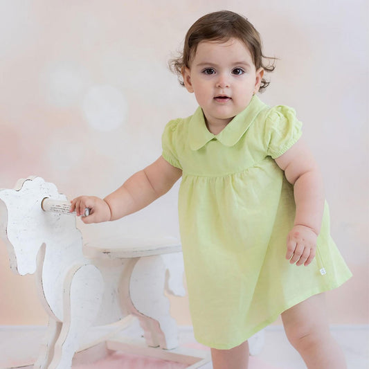 Babykleid „Luna“ aus Bio-Baumwolle & Hanf – Apfelgrün