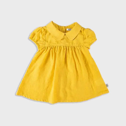 Babykleid „Sol“ aus Bio-Baumwolle & Hanf – Senffarben