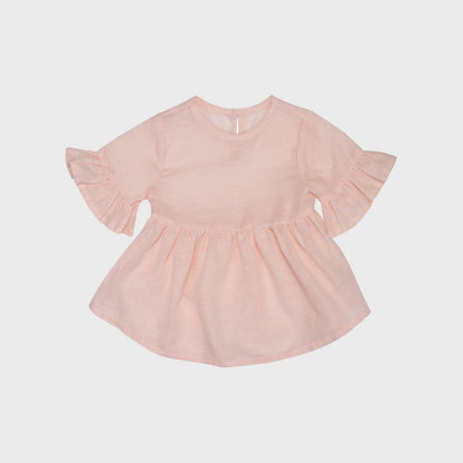 Roséfarbene Babybluse mit Rüschenärmeln aus Bio-Baumwolle & Hanf von OrganicEra