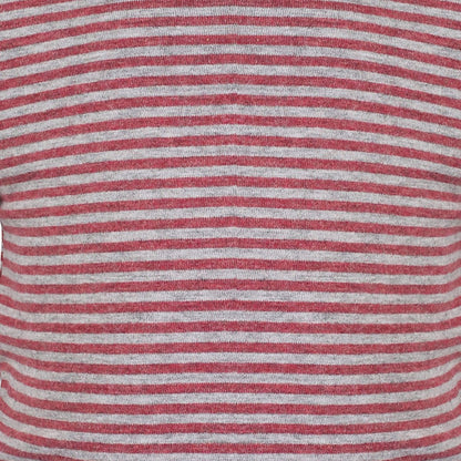Kurzarm-Body 2-in-1 in Striped Bordeaux – Bio-Baumwolle