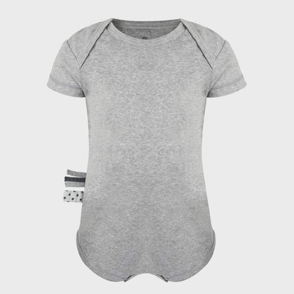 Kurzarmbody „Grau“ aus Bio-Rippstoff