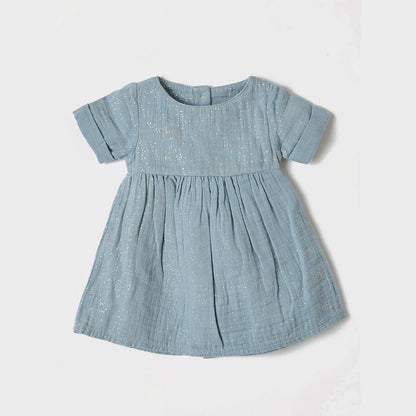 Organic-Kleid in Aqua – Musselin mit Schimmer-Effekt