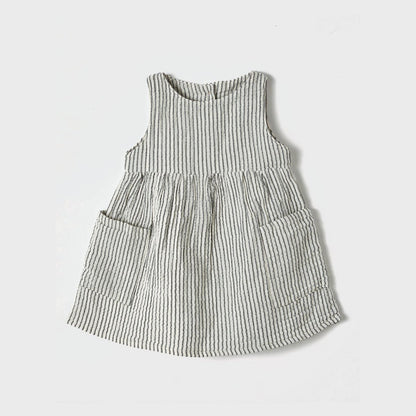 OrganicEra Bio-Kleid mit Taschen in Naturgrau – Vorderansicht