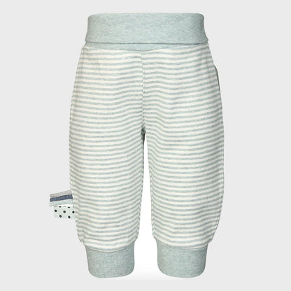 Frontansicht Schlupfhose Baby gestreift Aqua Melange – OrganicEra