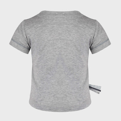 Weiches Bio-T-Shirt für Babys in Melange-Grau - Rückseite – elastisch & bequem