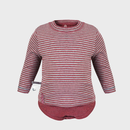 Body „Striped Bordeaux“ mit langen Ärmeln im 2-in-1-Look