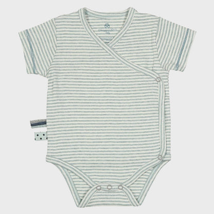 Wickelbody Bio-Baumwolle – Aqua gestreift, weich & elastisch