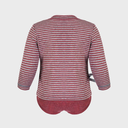 Body „Striped Bordeaux“ mit langen Ärmeln im 2-in-1-Look
